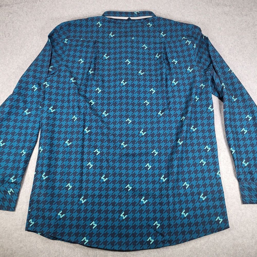 William Murray Houndstooth Long Sleeve Button Up‎ Shirt Mens Large Blue - Picture 6 of 9